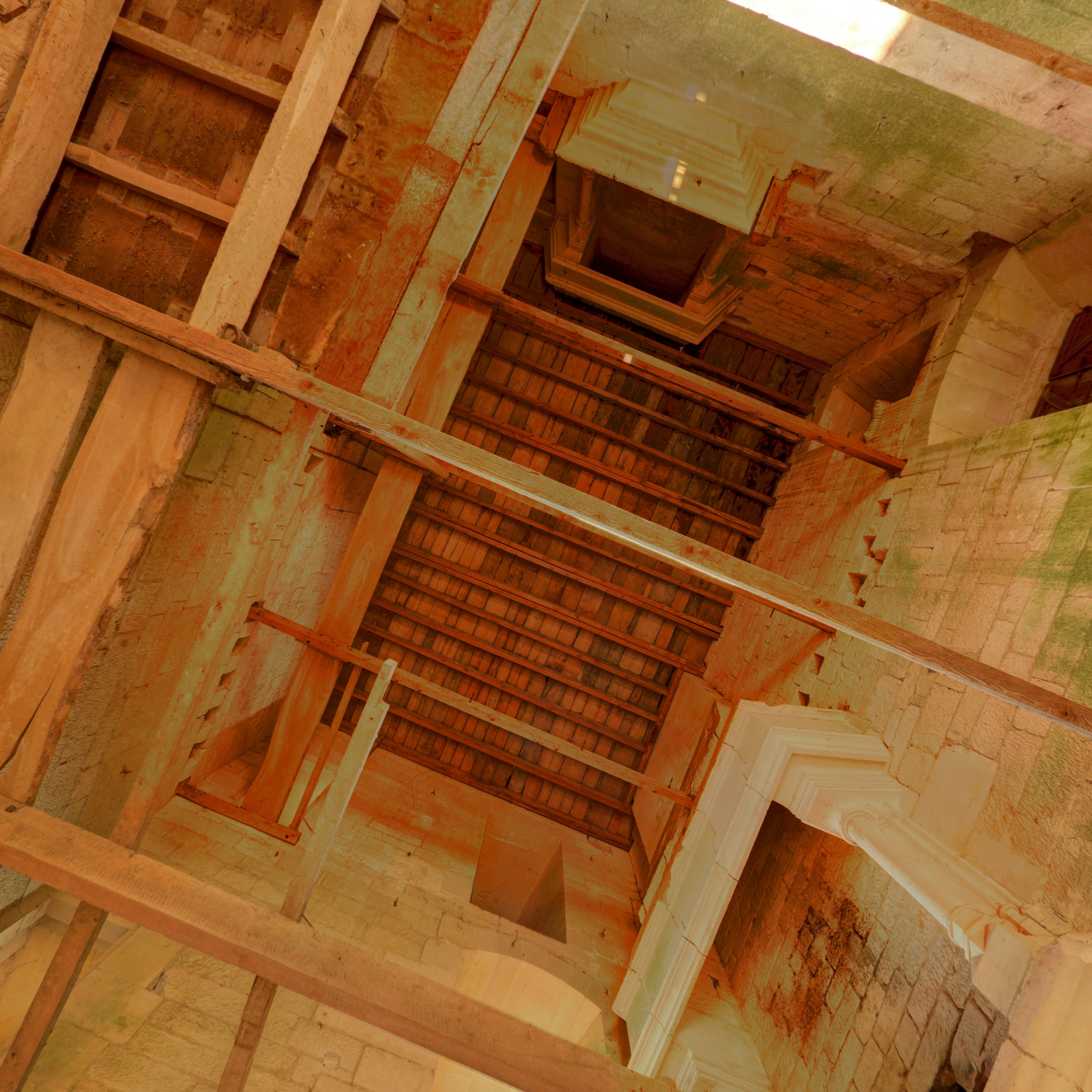 View looking up inside the donjon